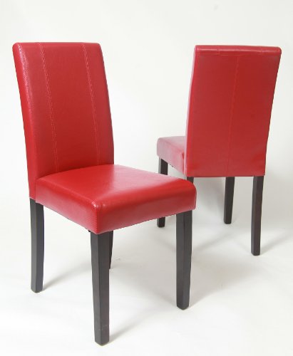 Solid Wood Leatherette Padded Parson Chair, Set of 2