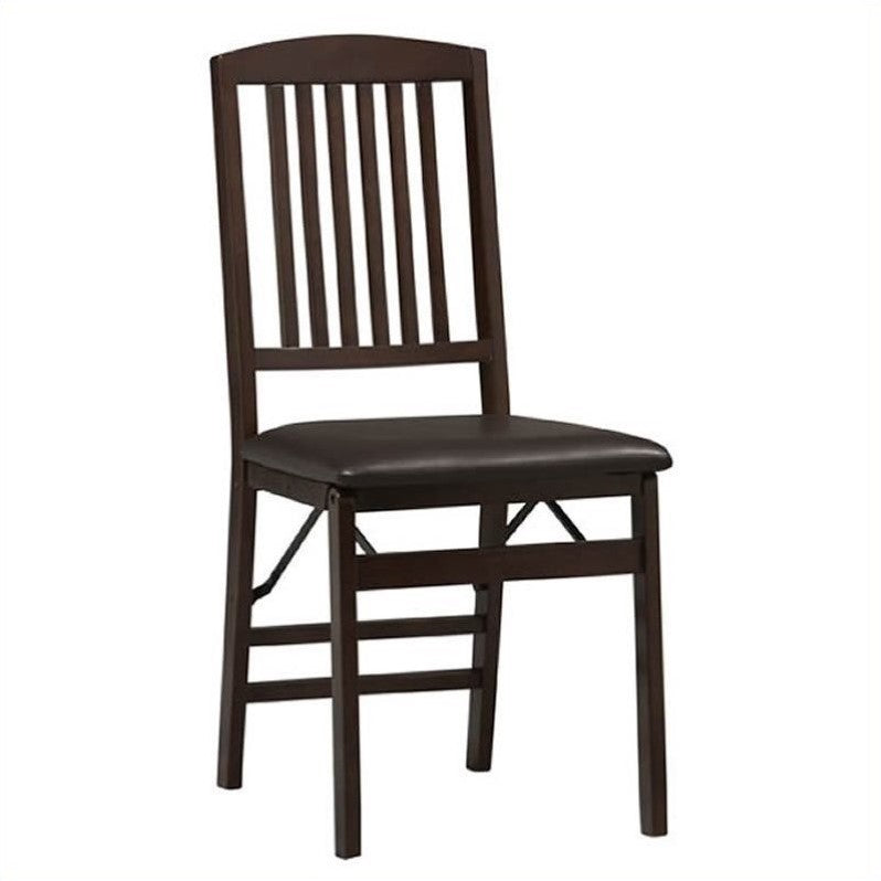 Linon Triena Mission Back Vinyl Dining Chair in Espresso Finish (Set of 2)