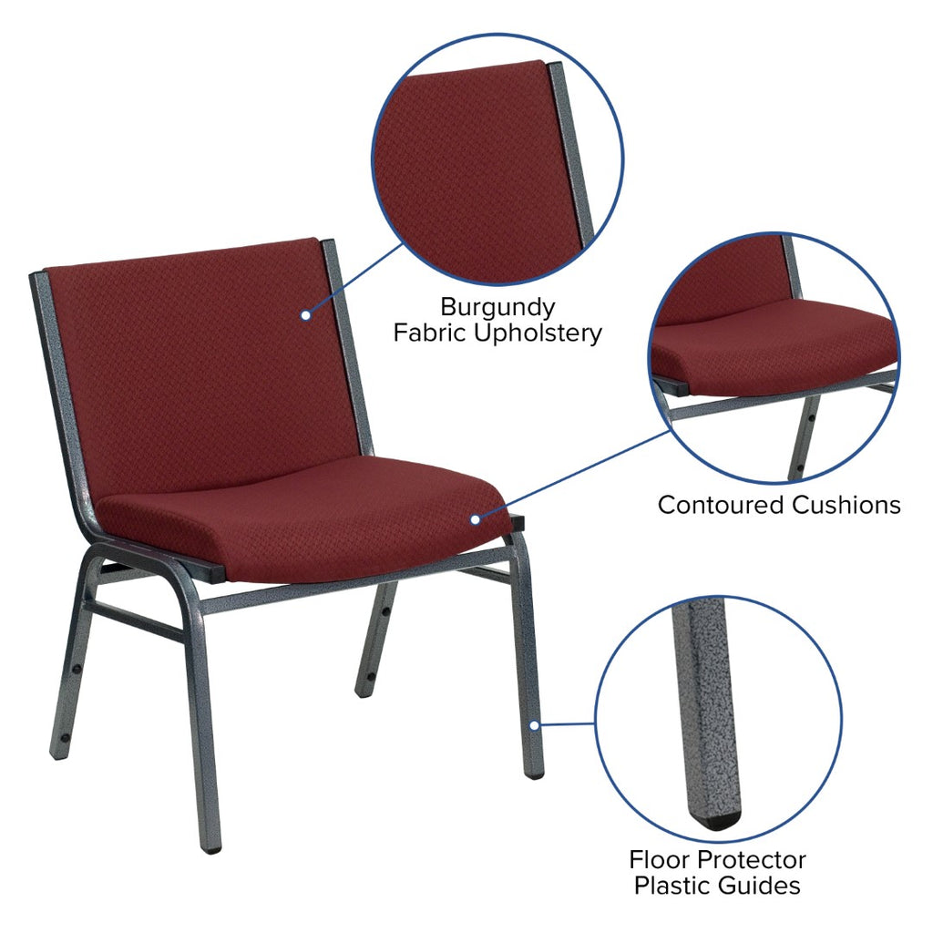 Heavy Duty Burgundy Upholstered Stack Dining Chairs (Set of 2)