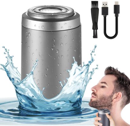 Mini Elektrorasierer, wasserdicht IPX7, multifunktional, tragbar, leise, waschbar, für Herren (Grau)