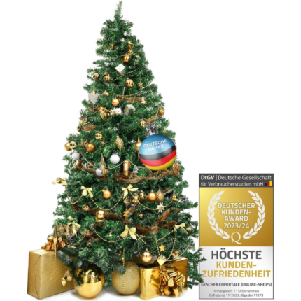 Künstlicher Weihnachtsbaum 120 cm, naturgetreu, dichte Zweige, mit Ständer & Dekoration (Classic)