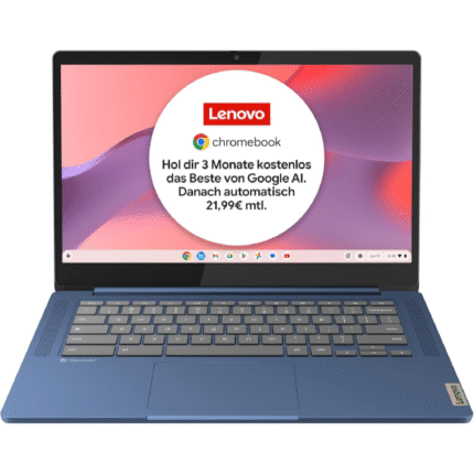Lenovo Chromebook Slim 3 – 14" FHD, Kompanio 520, 4 GB RAM, 64 GB SSD, Chrome OS, Blau
